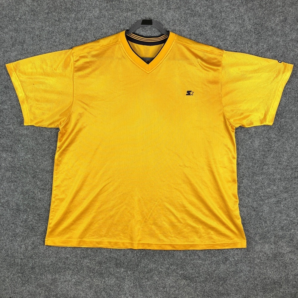 Vintage Starter Athletic Jersey Men Size 2X Yellow VNeck Performance Mesh Y2K 90